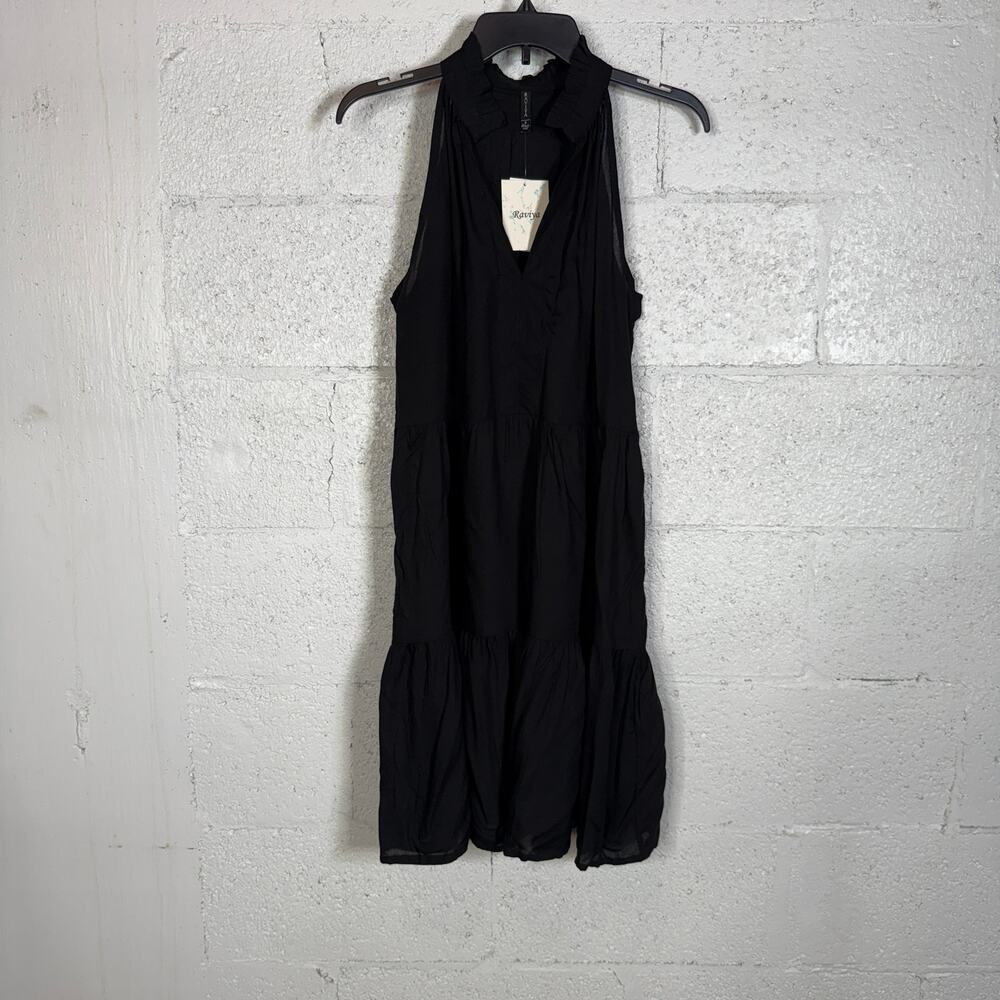 Raviya Women's V-Neck Tiered Dress Cover-up, Shocking black small $48